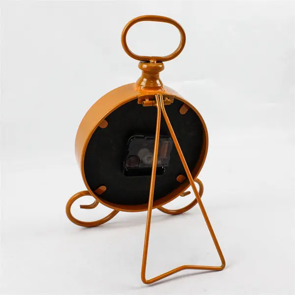 Vintage Orange Metal Alarm Clock Mantel Desk Shelf Working