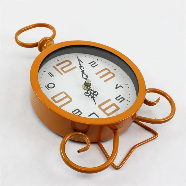 Vintage Orange Metal Alarm Clock Mantel Desk Shelf Working