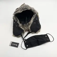 CHOK.LIDS Black Winter Trapper Hat PT101BK Detachable Facemask