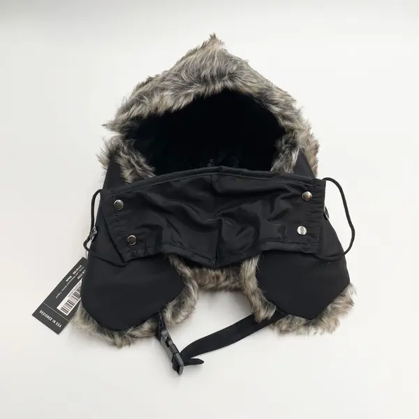 CHOK.LIDS Black Winter Trapper Hat PT101BK Detachable Facemask