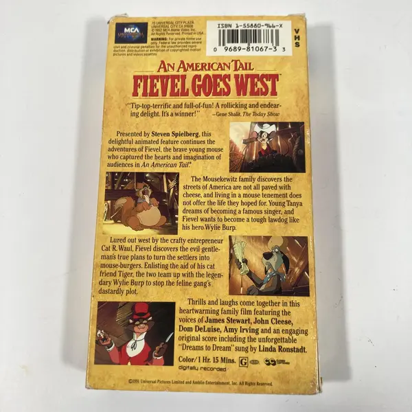 An American Tail Fievel Goes West VHS 1992 MCA Universal Home Video