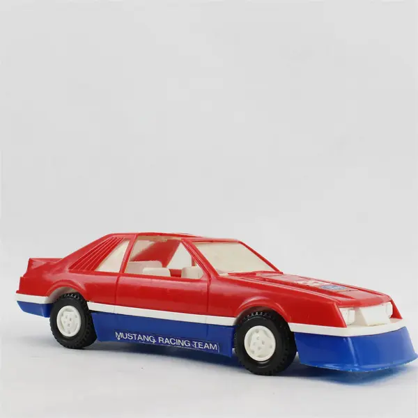 Vintage Mustang Racing Team 33 Ford Plastic Toy Car Red White Blue