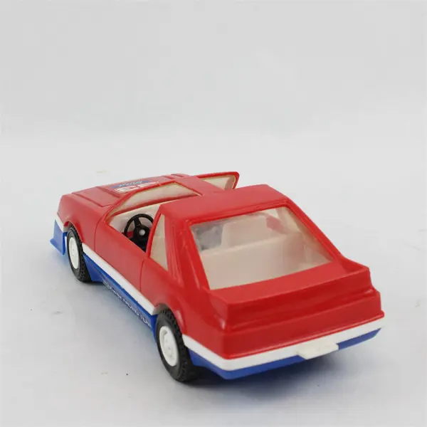 Vintage Mustang Racing Team 33 Ford Plastic Toy Car Red White Blue