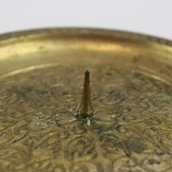 Vintage Brass Pedestal Bowl Candle Holder Floral Etched