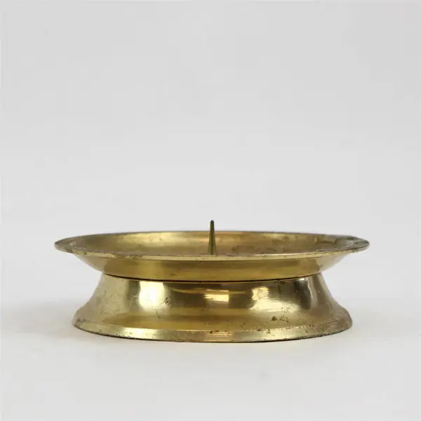 Vintage Brass Pedestal Bowl Candle Holder Floral Etched