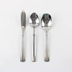 Reed & Barton Newhall Matte 18/10 Flatware: Butter Knife, Sugar Spoon, Teaspoon