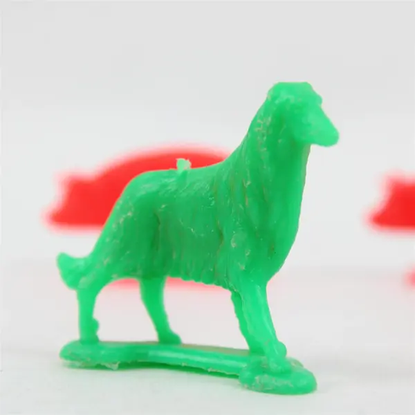 Lot of 4 Vintage Plastic Pigs & Dog Bright Red Green Farm Animal Figurines