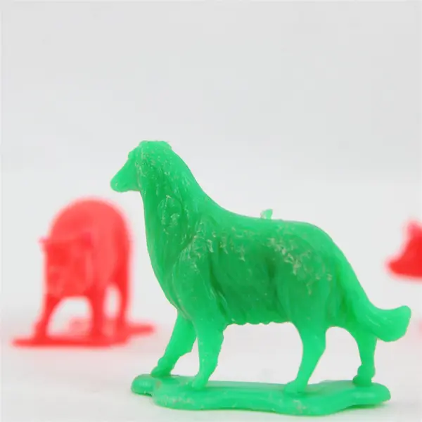 Lot of 4 Vintage Plastic Pigs & Dog Bright Red Green Farm Animal Figurines