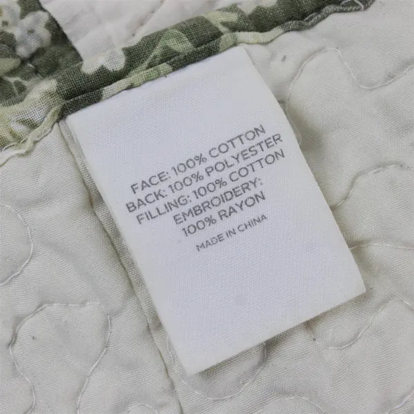 King Quilt Bedspread Floral Green White Purple Cotton Polyester Rayon