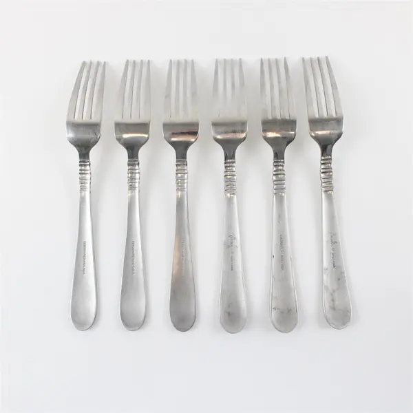 Lot of 6 Cuisinart Dinner Forks Satin Americana Stainless 18/10