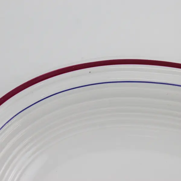 Homer Laughlin White Oval Restaurant Ware Platter Burgundy Blue Stripes 11.25in