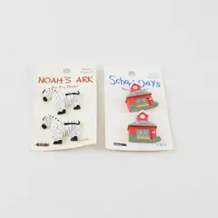 Lot 2x2 La Mode Hand-Painted Child Shank School Days Noah's Ark Zebra New
