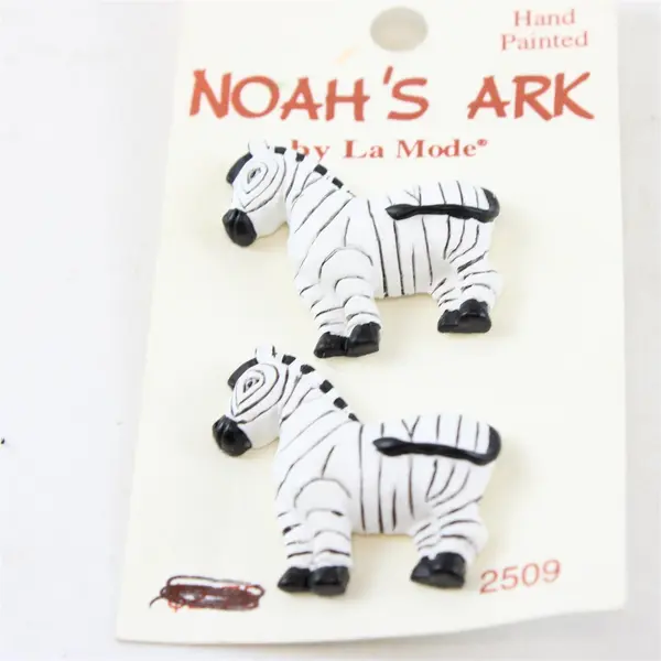 Lot 2x2 La Mode Hand-Painted Child Shank School Days Noah's Ark Zebra New