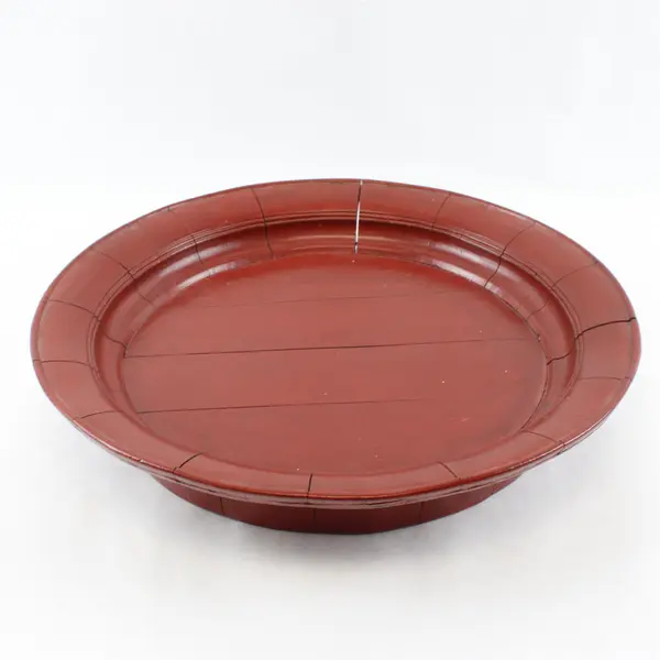 Vintage 16" Red Lacquered Oval Wood Tray