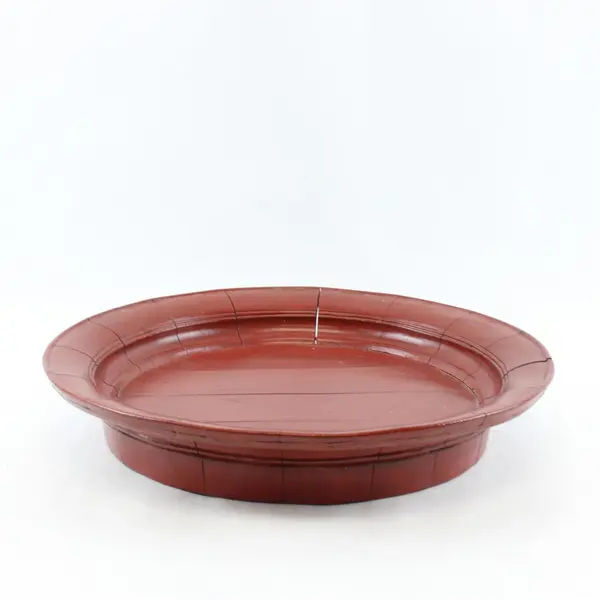 Vintage 16" Red Lacquered Oval Wood Tray