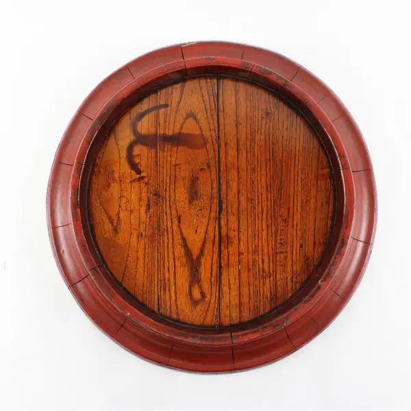 Vintage 16" Red Lacquered Oval Wood Tray