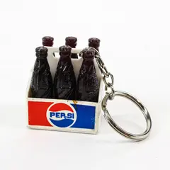 Vintage Pepsi Cola Miniature 6 Pack Keychain Key Ring 