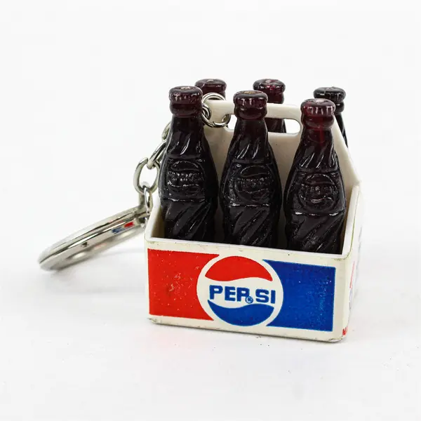 Vintage Pepsi Cola Miniature 6 Pack Keychain Key Ring 