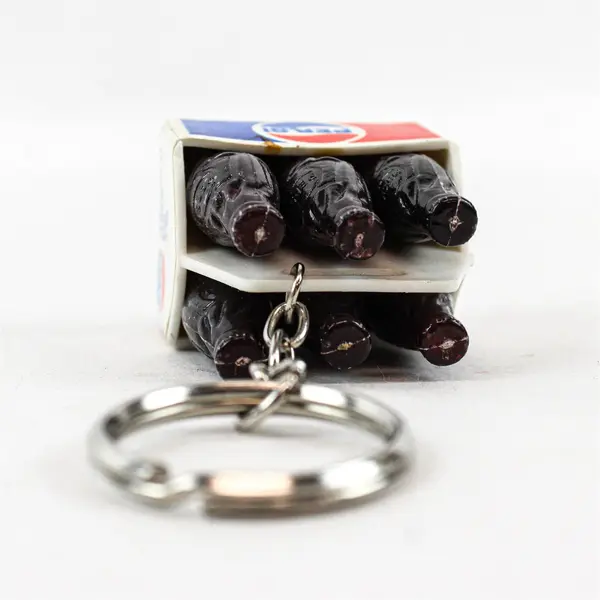 Vintage Pepsi Cola Miniature 6 Pack Keychain Key Ring 
