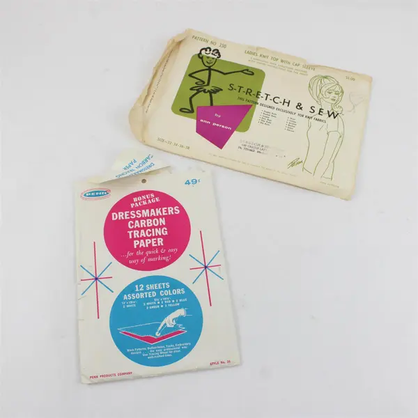Lot of 2 Sewing Pattern Stretch & Sew 250 Ann Person & Carbon Tracing Paper