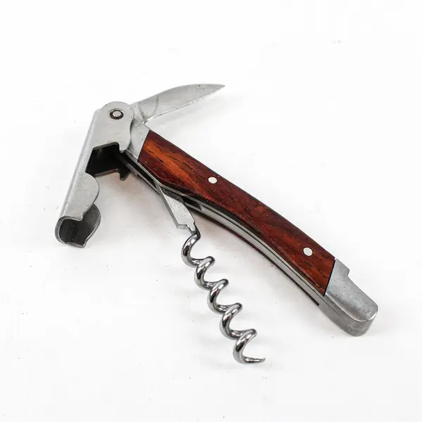Stainless Steel and Wood Corkscrew Wine Bottle Opener and Knife