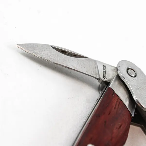 Stainless Steel and Wood Corkscrew Wine Bottle Opener and Knife