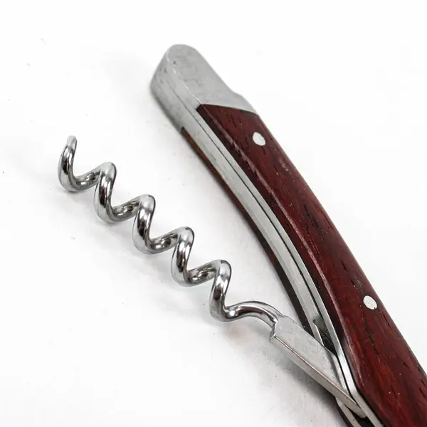 Stainless Steel and Wood Corkscrew Wine Bottle Opener and Knife