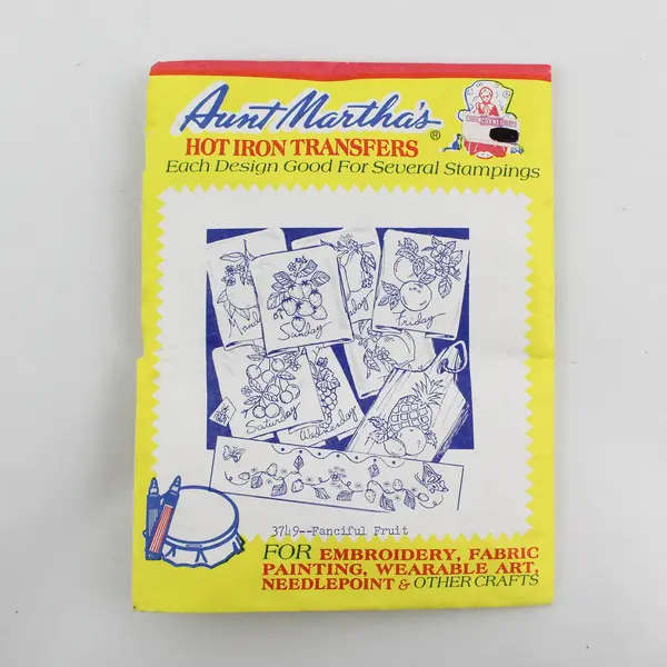 Vintage Aunt Martha's 3749 Fanciful Fruit Hot Iron Transfers Embroidery