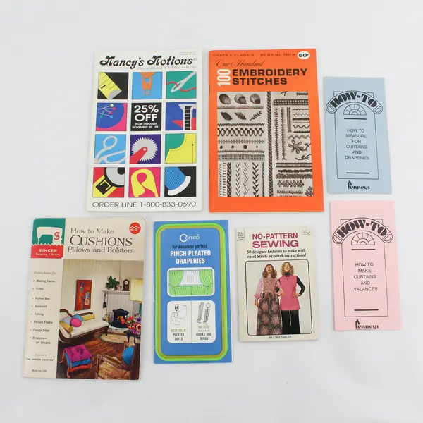 Lot 7 Vintage Sewing Booklets Singer Coats&Clark's Penneys Conso Nancy's