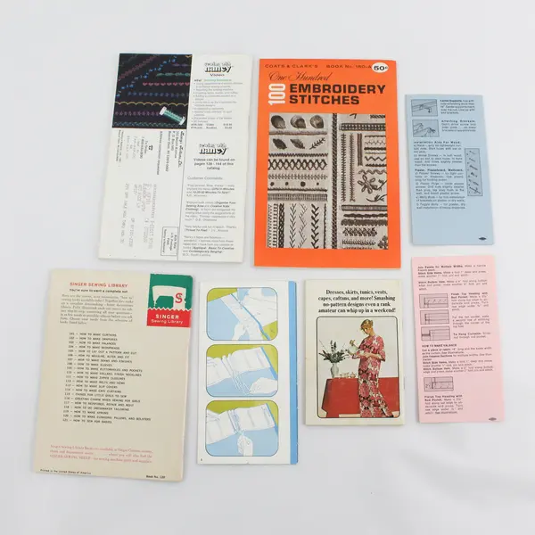 Lot 7 Vintage Sewing Booklets Singer Coats&Clark's Penneys Conso Nancy's