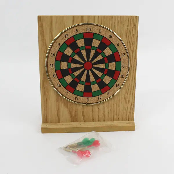 Mini Cork Dartboard with Wood Backing Darts Included