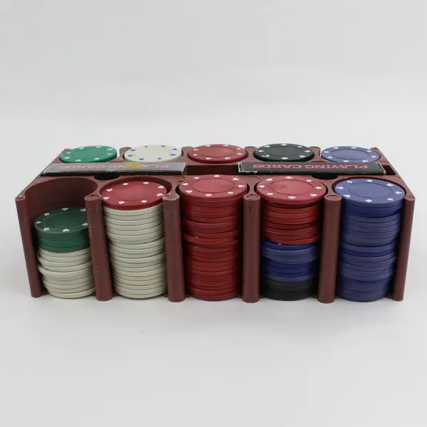 Casino Style Texas Hold 'Em Poker Set In Tin Box 2004, Near Complete #GM-7320