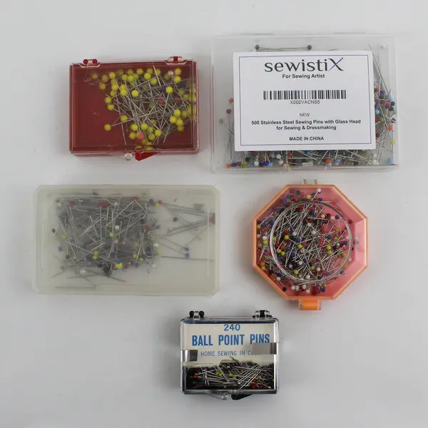 Lot of 5 Containers of Ball Point Pins, Assorted Brands 