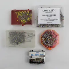 Lot of 5 Containers of Ball Point Pins, Assorted Brands 