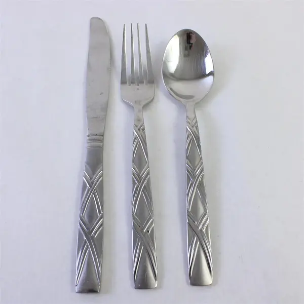 Lot of 3 Hampton Silversmiths HSV2 Stainless Steel Dinner Fork, Knife and Spoon
