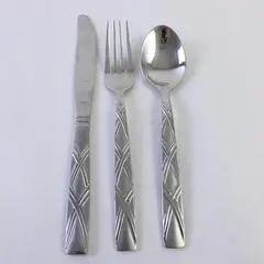 Lot of 3 Hampton Silversmiths HSV2 Stainless Steel Dinner Fork, Knife and Spoon