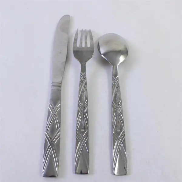 Lot of 3 Hampton Silversmiths HSV2 Stainless Steel Dinner Fork, Knife and Spoon