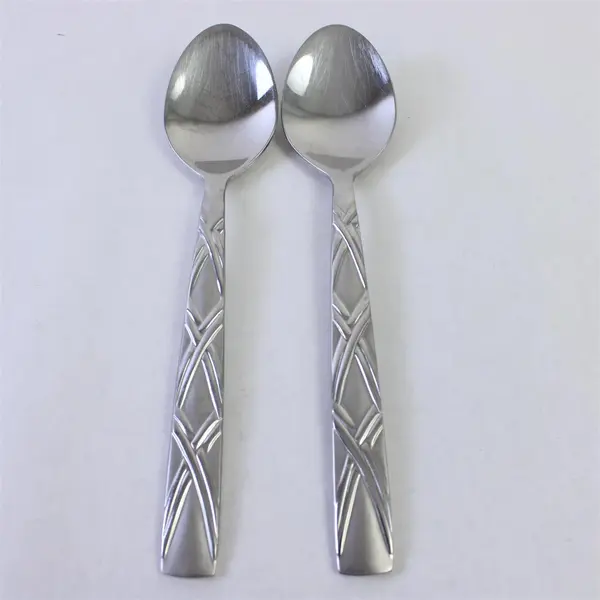 Lot of 2 Hampton Silversmiths HSV2 Stainless Steel Oval Soup Spoons 8"