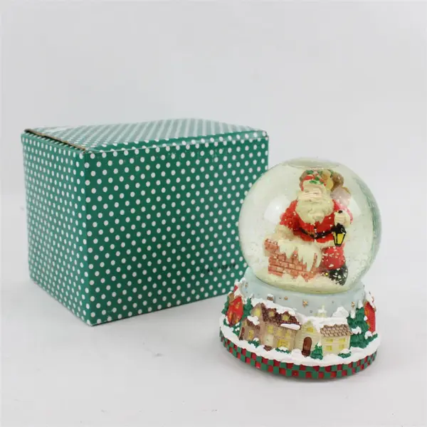 Musical Santa Snow Globe Going Down Chimney CAL 10629 Works