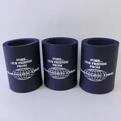 Set of 3 Enthone OMI Beverage Koozie Insulators Navy Blue White Lettering