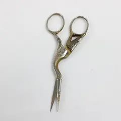 Stork Embroidery Scissors 4.25in Two Tone Silver Brass Decorative Sewing Used