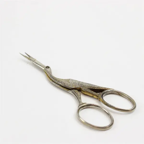 Stork Embroidery Scissors 4.25in Two Tone Silver Brass Decorative Sewing Used