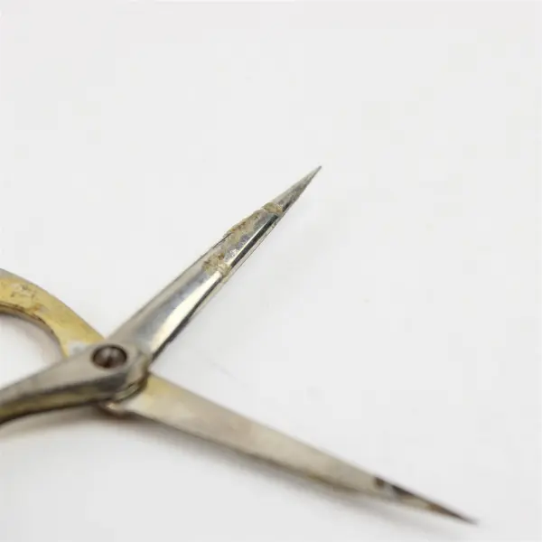 Stork Embroidery Scissors 4.25in Two Tone Silver Brass Decorative Sewing Used