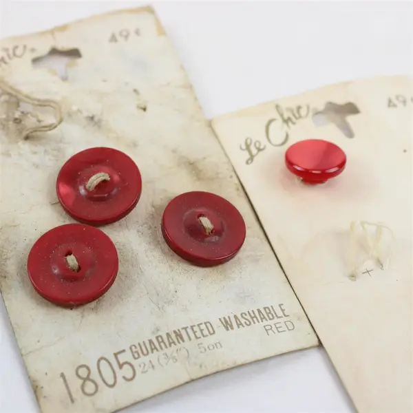 Lot of 47 Red Buttons Assorted Sizes Shapes Sewing Crafting