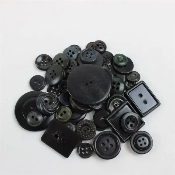 Lot of 72 Mixed Dark Buttons Black Green Vintage Sewing Crafts