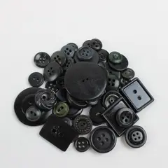 Lot of 72 Mixed Dark Buttons Black Green Vintage Sewing Crafts