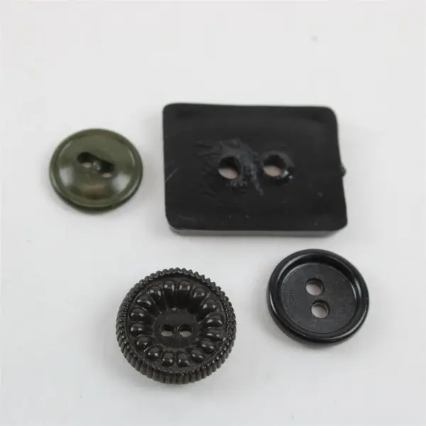 Lot of 72 Mixed Dark Buttons Black Green Vintage Sewing Crafts