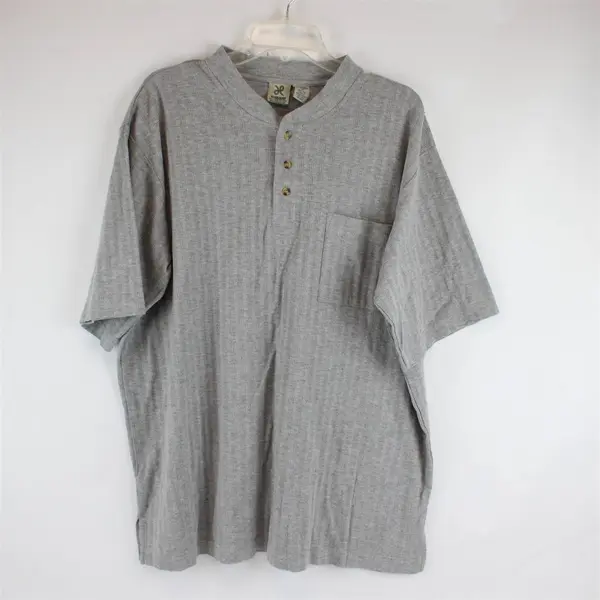 Haband Men's Shirt Size XL Gray Short Sleeve Henley Neckline