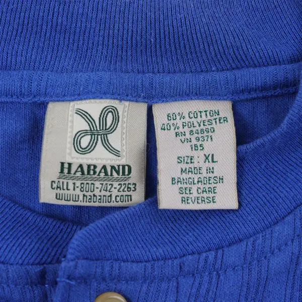 Haband Men's Henley Button Shirt Blue Short Sleeve Size XL