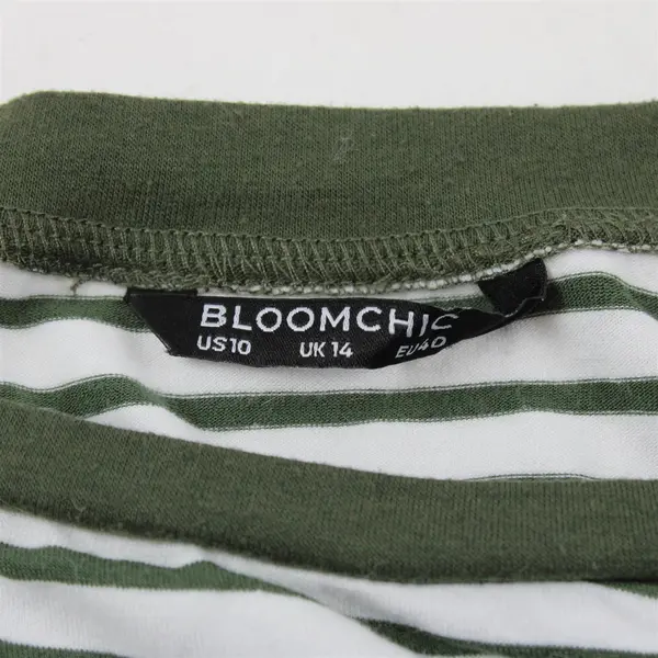 Bloomchic Green and White Striped 3/4 Sleeve Top Women's Size 10